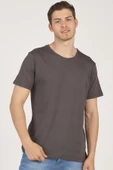 Basic Bisiklet Yaka T-Shirt Füme - 2