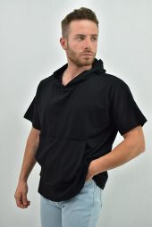 ZİDAN 333 KAPŞONLU DÜŞÜK KOL KANGURU CEP OVERSIZE T-SHIRT - 8