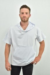 ZİDAN 333 KAPŞONLU DÜŞÜK KOL KANGURU CEP OVERSIZE T-SHIRT - 2