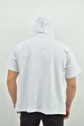 ZİDAN 333 KAPŞONLU DÜŞÜK KOL KANGURU CEP OVERSIZE T-SHIRT - 5