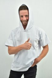 ZİDAN 333 KAPŞONLU DÜŞÜK KOL KANGURU CEP OVERSIZE T-SHIRT - 6