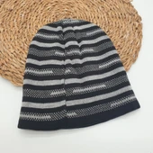 Beyaz İnce Çizgili Erkek Bere - 9