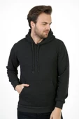 Erkek Kalın Kapüşonlu Basic Sweatshirt - 1