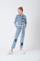 Mavi Kız Çocuk Denim Jean Kot Tulum 9-14 Yaş T1899 - 2