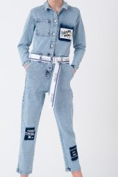 Mavi Kız Çocuk Denim Jean Kot Tulum 9-14 Yaş T1899 - 7