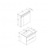 Orka Varna 80 cm MDF Mat Kaşmir Banyo Dolabı Takımı - 3