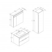 Orka Varna 80 cm Mat Kaşmir Banyo Dolabı Takımı ve Boy Dolabı - 4