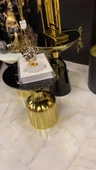 Olympos Dekoratif Parlak Siyah Model Gold Sehpa 50 ve 55 cm - 6