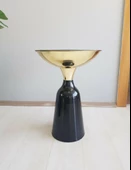 Olympos Dekoratif Parlak Siyah Model Gold Sehpa 50 ve 55 cm - 3