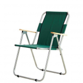 Ağaç Kollu Katlanır Plaj Piknik Kamp Sandalyesi Yeşil - 1