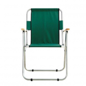 Ağaç Kollu Katlanır Plaj Piknik Kamp Sandalyesi Yeşil - 2