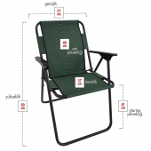 Ağaç Kollu Katlanır Plaj Piknik Kamp Sandalyesi Yeşil - 5