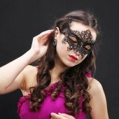 Siyah Renk Dantel Model Venedik Balo Parti Maskesi Model 4 - 1