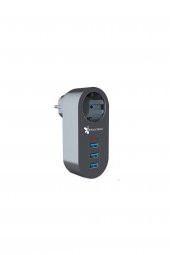 Tekli Duvar Priz Termal Akım Korumalı 3 X Usb - Akıllı Akım Dengeleme - 1
