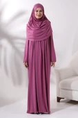 Tek Parça Pratik Başörtülü Robalı Namaz Elbisesi 8015 Pembe - 1