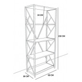 5 Raflı Metal Kitaplık Modern Kitaplık Ofis Rafı Çok Amaçlı Metal Raf - Meşe - 4