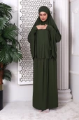 İki Parça Pratik Namaz Elbisesi 8016 Haki - 3