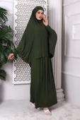 İki Parça Pratik Namaz Elbisesi 8016 Haki - 5