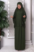İki Parça Pratik Namaz Elbisesi 8016 Haki - 4