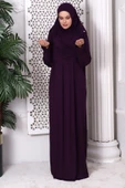 Tek Parça Pratik Başörtülü Robalı Namaz Elbisesi 8015 Mürdüm - 4