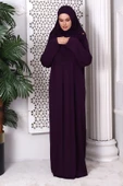 Tek Parça Pratik Başörtülü Robalı Namaz Elbisesi 8015 Mürdüm - 3