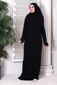 Tek Parça Pratik Başörtülü Robalı Namaz Elbisesi 8015 Siyah - 4