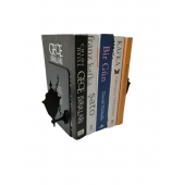 Dekoratif Siyah Sokak Lambası Tasarımlı Metal Kitap Tutucu Desteği Ev Ofis Aksesuarı (2li Set) - 1