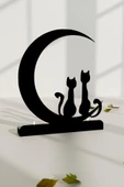 RİSİNGMABER Dekoratif Hilal Kedi Manzara Tasarımlı Metal Mumluk Şamdan - 3