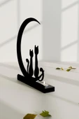 RİSİNGMABER Dekoratif Hilal Kedi Manzara Tasarımlı Metal Mumluk Şamdan - 5