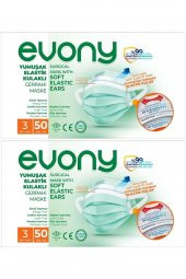 EVONY 3 KATLI CERRAHİ MASKE 100 LÜ SET - 1