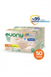 EVONY COLOR BEJ YUMUŞAK ELASTİK KULAKLI MASKE 50 ADET - 2