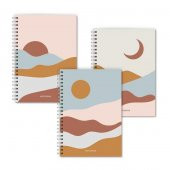 Soyut Boho Manzara Spiralli Üçlü A5 Defter - 1