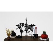 RİSİNGMABER Dekoratif Metal Siyah Pusula Dünya Haritası Biblo (Kart ve Kalemlikli) 33x36 - 1