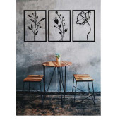 MABER Metal Dekoratif Gelincik Çiçeği Metal Duvar Tablosu 32x45 X 3 Adet MT-15 3lü Çiçek Tablosu - 1