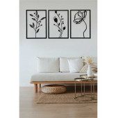MABER Metal Dekoratif Gelincik Çiçeği Metal Duvar Tablosu 32x45 X 3 Adet MT-15 3lü Çiçek Tablosu - 5