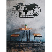 RİSİNGMABER Dekoratif Metal Siyah Elips Dünya Haritası Duvar Tablosu 100x50 - 4