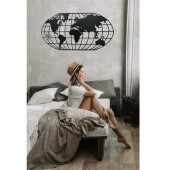 RİSİNGMABER Dekoratif Metal Siyah Elips Dünya Haritası Duvar Tablosu 100x50 - 5