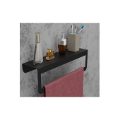 Risingmaber Siyah Havlu Tutacağı Raf Metal Havlu Askısı Mutfak Banyo Raflı Havluluk Metal Raflı Havluluk - 4