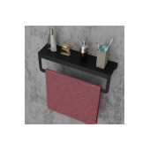 Risingmaber Siyah Havlu Tutacağı Raf Metal Havlu Askısı Mutfak Banyo Raflı Havluluk Metal Raflı Havluluk - 5