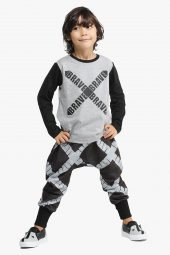 Brave Hip Hop Erkek Çocuk Pantolon Tshirt Alt Üst Takım LP-22WIN-046 - 1