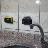 RİSİNGMABER Paslanmaz Metal Çiçek Desenli Mutfak Banyo Sünger ve Bulaşık Teli Sabun Tutucu 2 Adet - 4