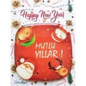 Yılbaşı Yeniyıl Dekorasyonu Mutlu Yıllar Magnet Bardak Altı Yılbaşı Masası Dekorasyonu 1 ADET - 1