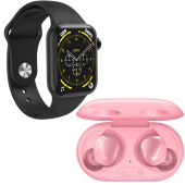 Galaxy Buds+ Pembe Bluetooth Kulaklık HW18 Siyah Silikon Ve Hasır Kordonlu Akıllı Saat Samsung - 1