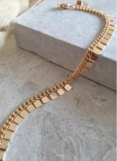 Gold Kare Sıra Pullar Luxury Halhal - 1
