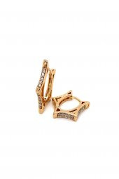 Xuping Geometrik Zirkon Taşlı Küpe Gold - 1