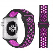 Watch Siyah-Pembe Nike Kordon 42-44 mm Esnek Silikon Delikli Şık Tasarım - 1