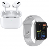 HW12 Full Ekran Smartwatch Gri Akıllı Saat Airpods Pro Anc Özellikli Kablosuz Bluetooth Kulaklık - 1