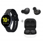 TWS Watch Active 2 44mm Aluminyum Mat Siyah ve  Buds 2 Siyah İthalatçı Garantili - 1