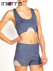 Melanj Tül Detaylı Sırtı Çapraz Askılı Spor Şortlu Büstiyer Takım thumbnail 2