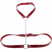 Kadın Kırmızı Deri Harness Aksesuar Seti - 1